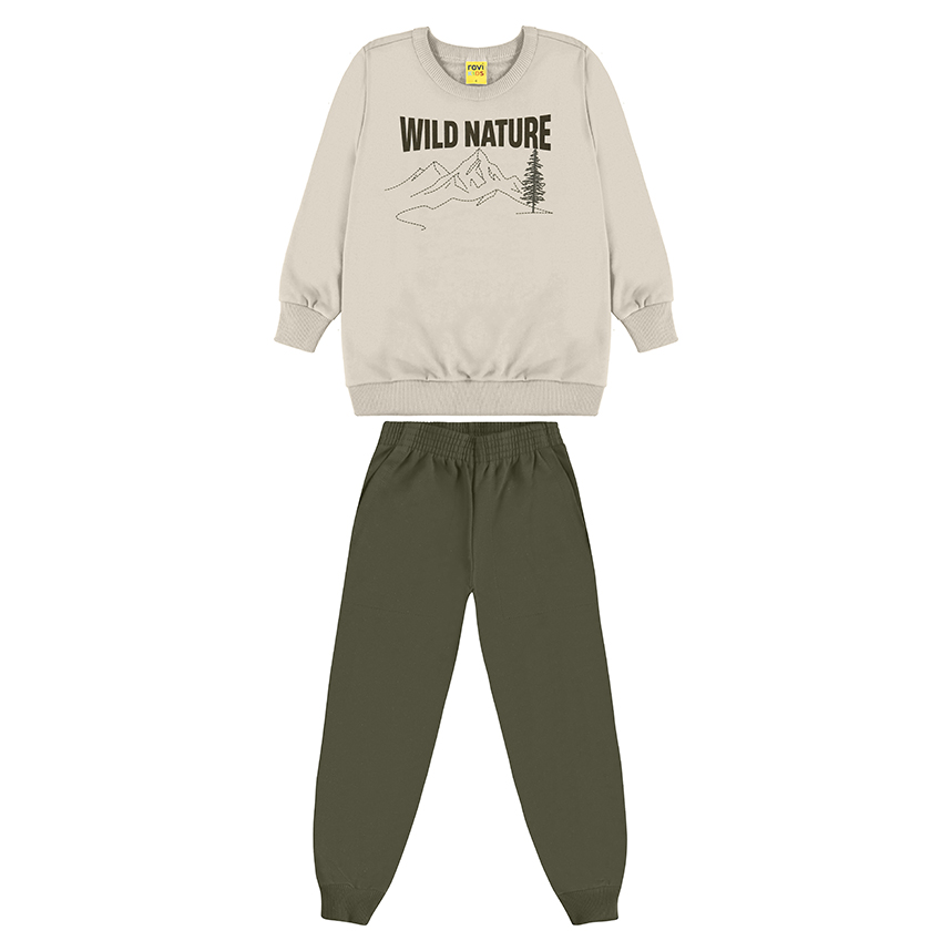 Conjunto Infantil Rovitex Blusão Estampa Montanha e Calça