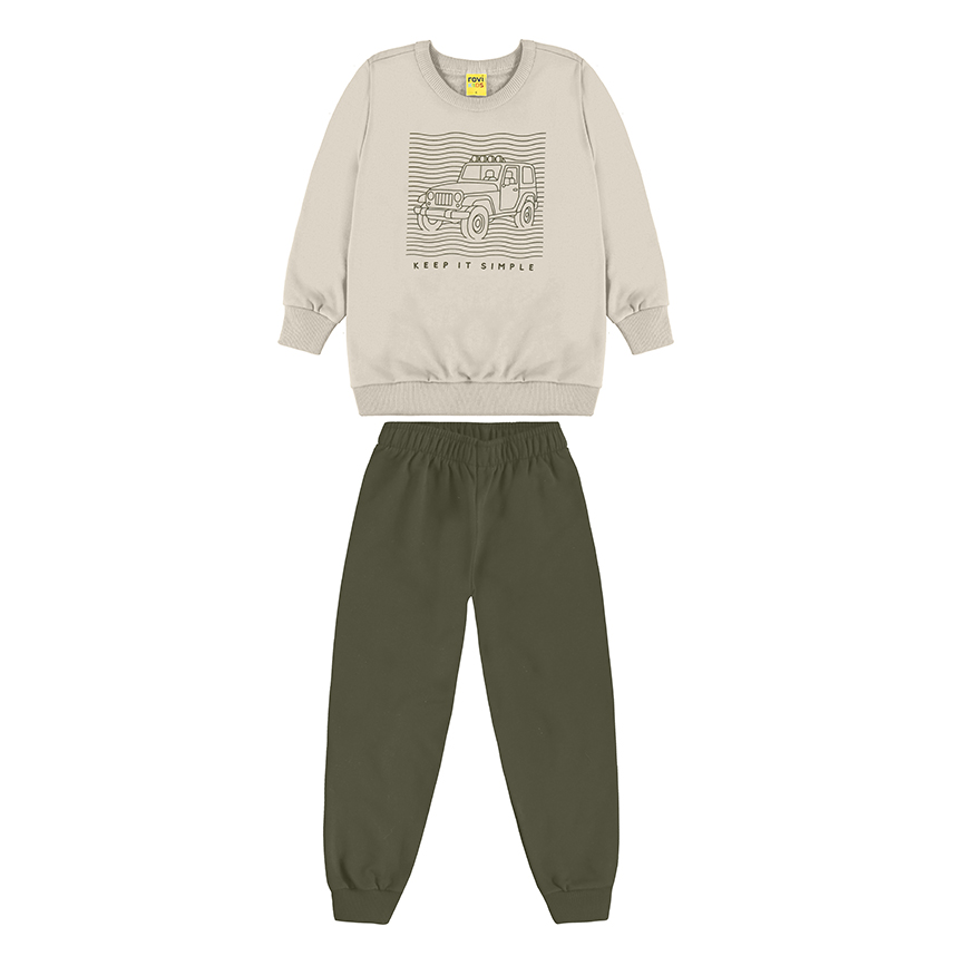 Conjunto Infantil Rovitex Blusão Estampa Carro e Calça