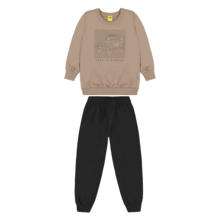 Conjunto Infantil Rovitex Blusão Estampa Carro e Calça