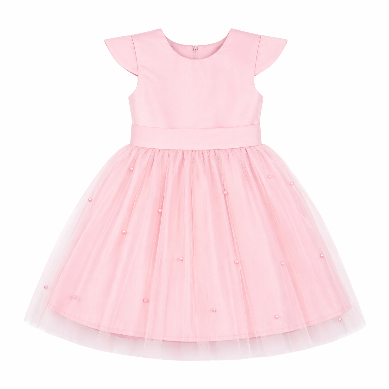 Vestido Infantil Cattai Pala Cetim Saia Tule com Pérolas