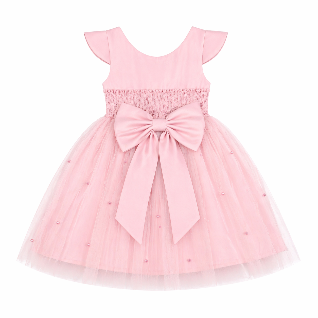 Vestido Infantil Cattai Pala Cetim Saia Tule com Pérolas