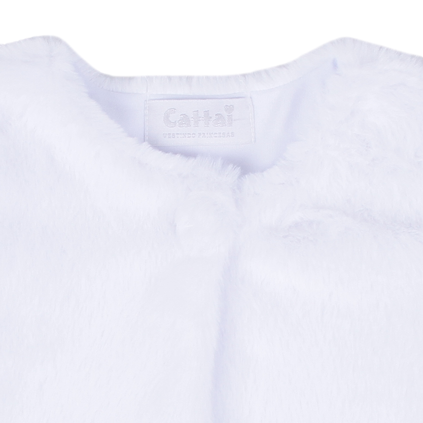 Casaco Infantil Cattai com Pelo Sem Gola com Botão