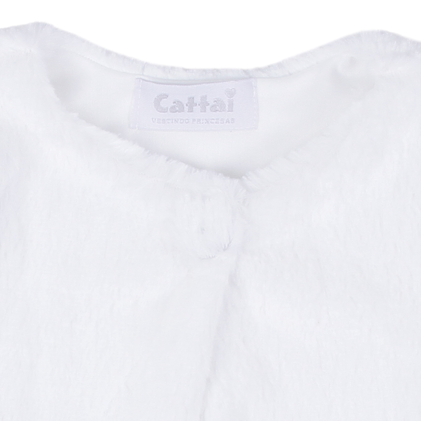 Casaco Infantil Cattai com Pelo Sem Gola com Botão