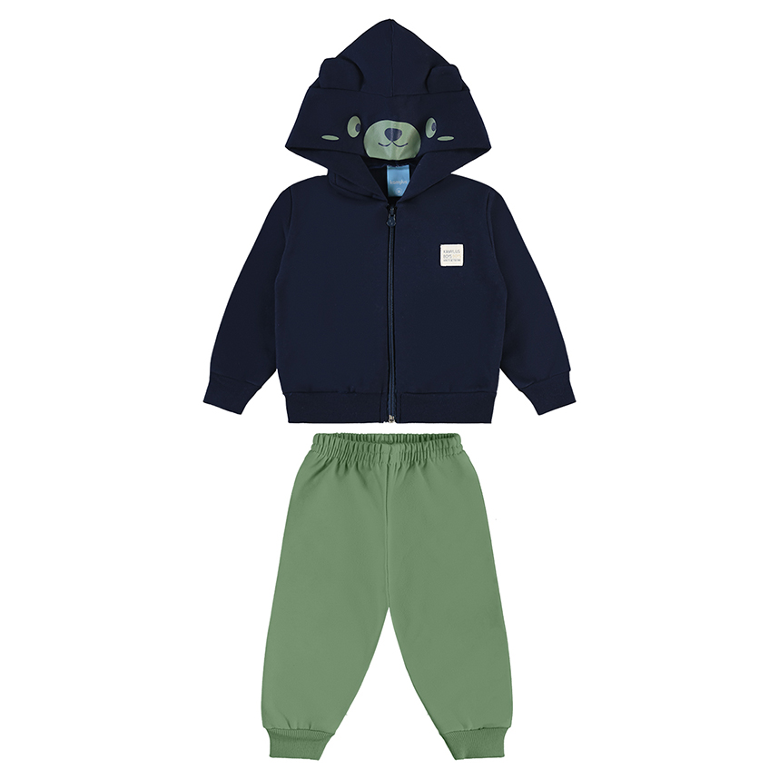 Conjunto Bebê Kamylus Jaqueta Bordado Urso E Calça