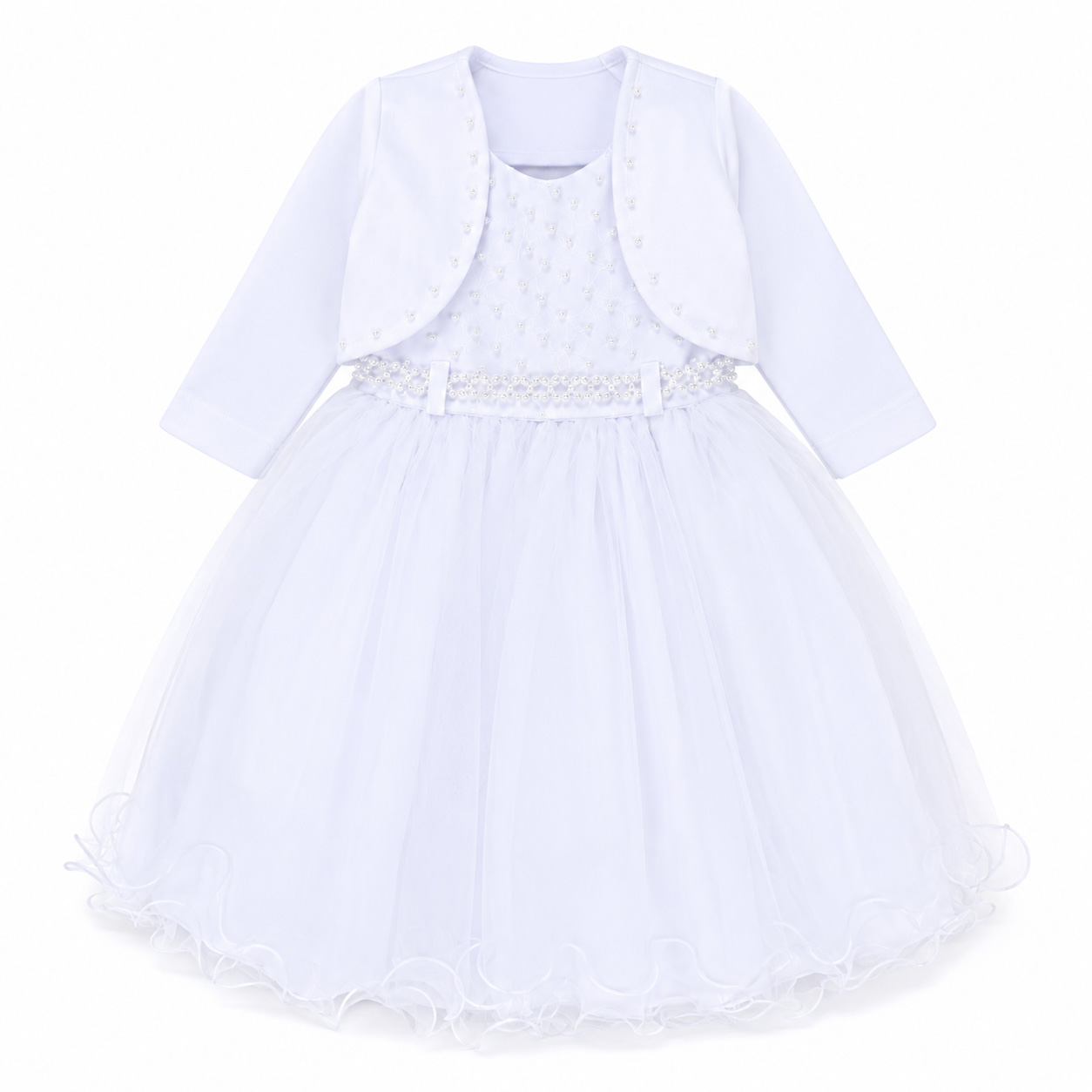 Vestido Infantil Menina Bonita Aplique Flor e Casaco