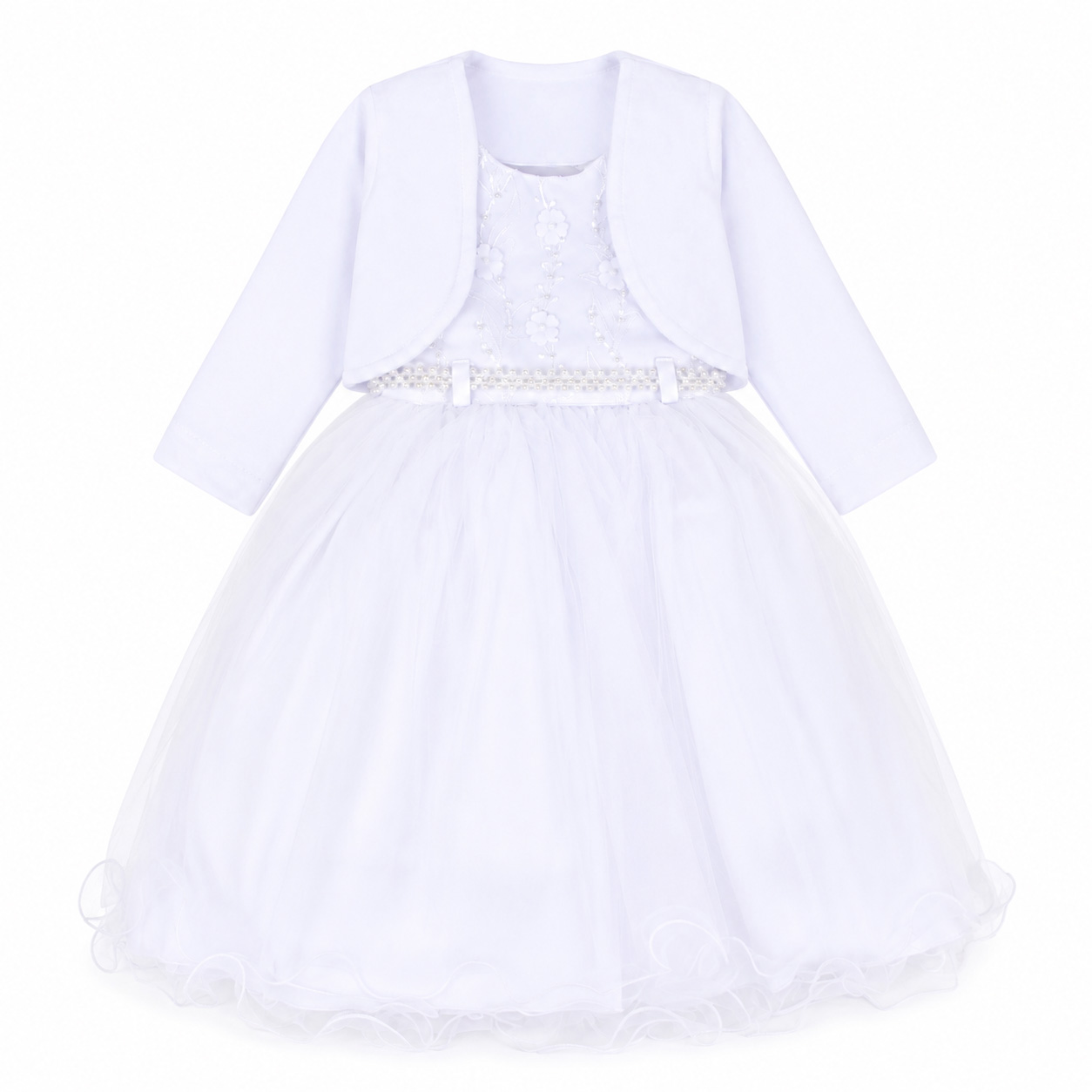 Vestido Infantil Menina Bonita Bordado Flor com Casaco