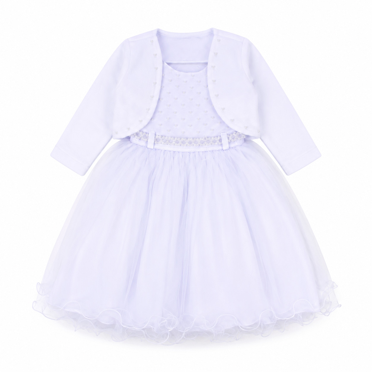 Vestido Infantil Menina Bonita Bordado Florzinhas com Casaco