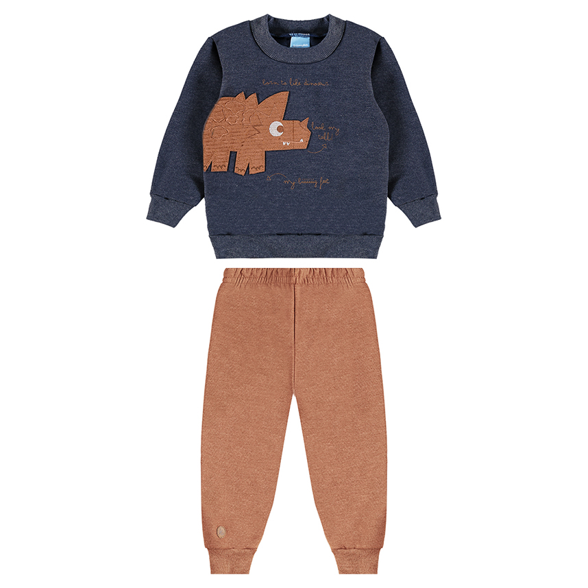 Conjunto Bebê Kamylus Blusão Bordado Dinossauro E Calça