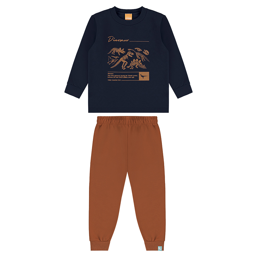 Conjunto Infantil Kamylus Blusão Estampa Dinossauros E Calça