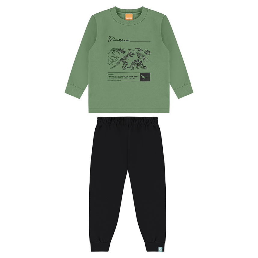 Conjunto Infantil Kamylus Blusão Estampa Dinossauros E Calça