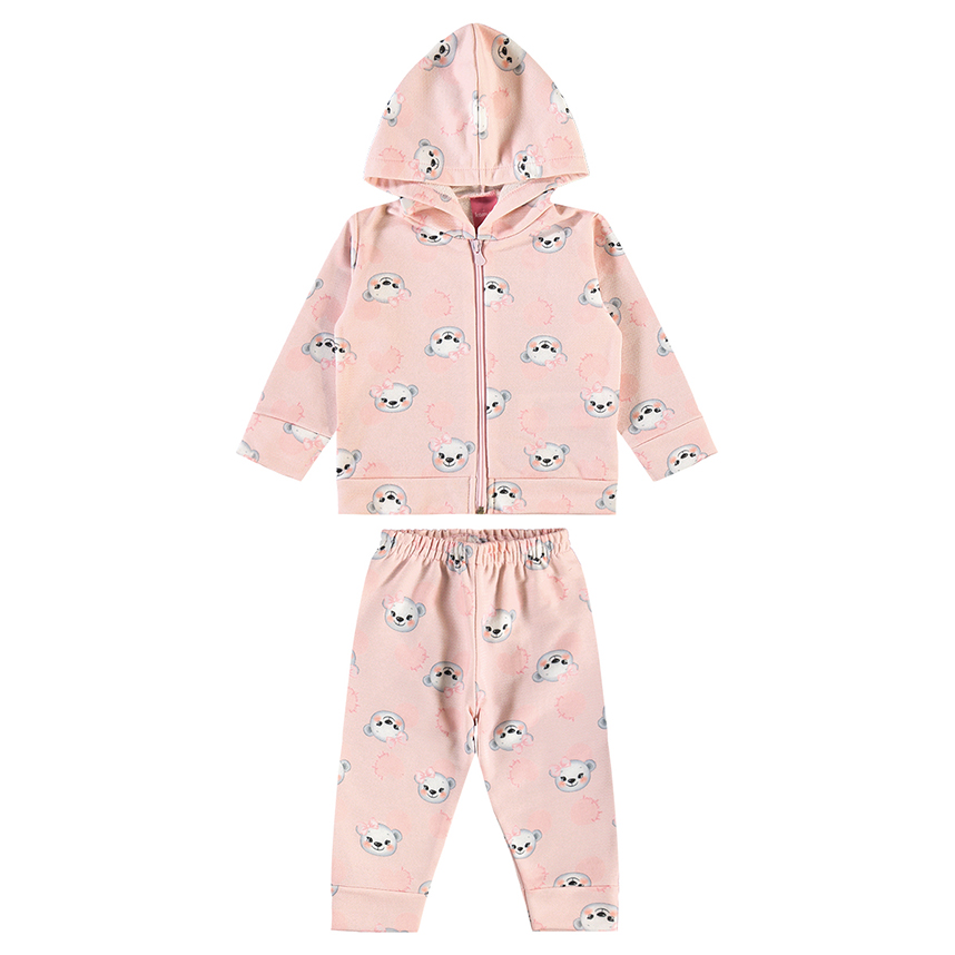 Conjunto Bebê Kamylus Jaqueta Estampa Bichos Calça Moletom