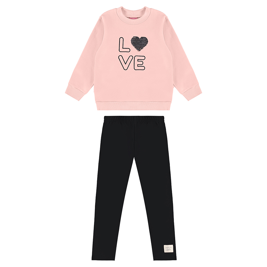Conjunto Infantil Kamylus Blusão Bordado Love E Calça