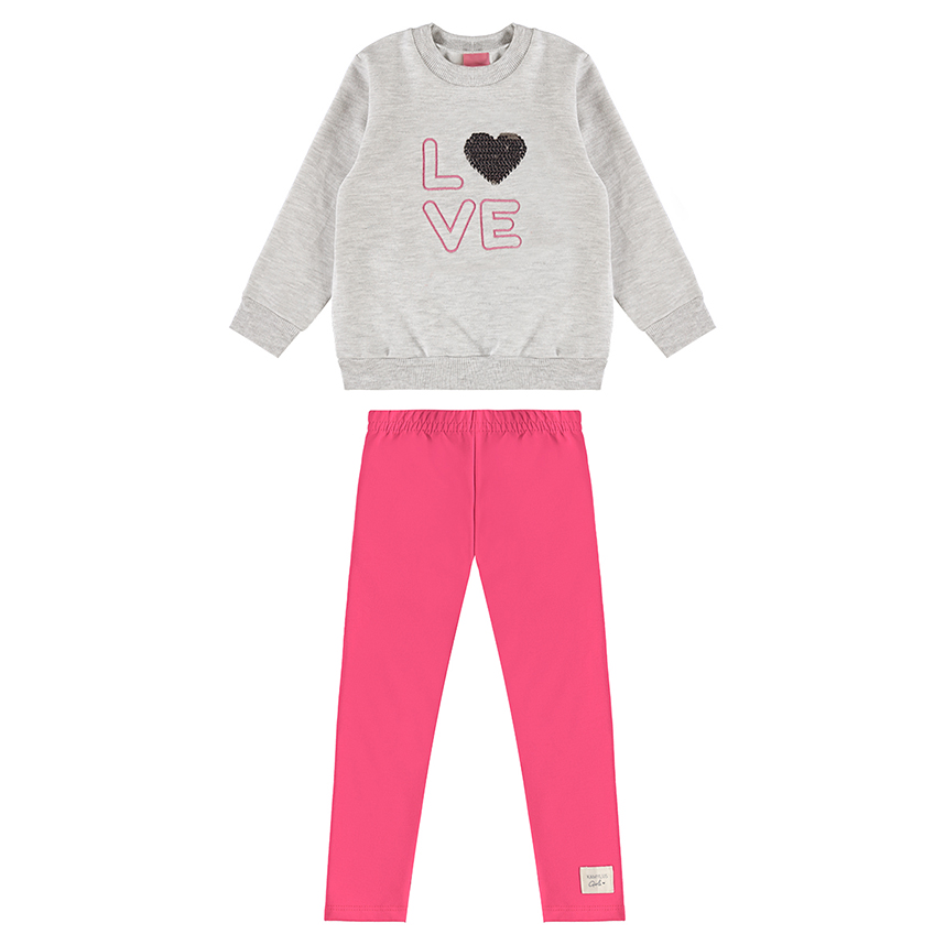 Conjunto Infantil Kamylus Blusão Bordado Love E Calça