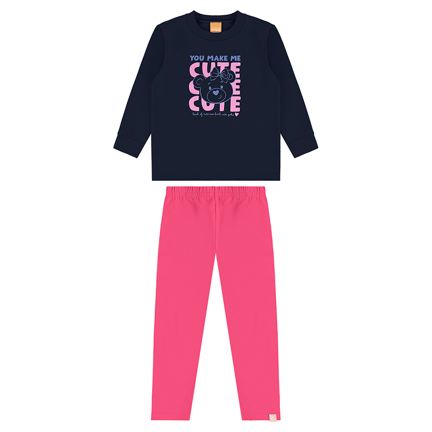 Conjunto Infantil Kamylus Blusão Estampa Ursa Cute E Calça