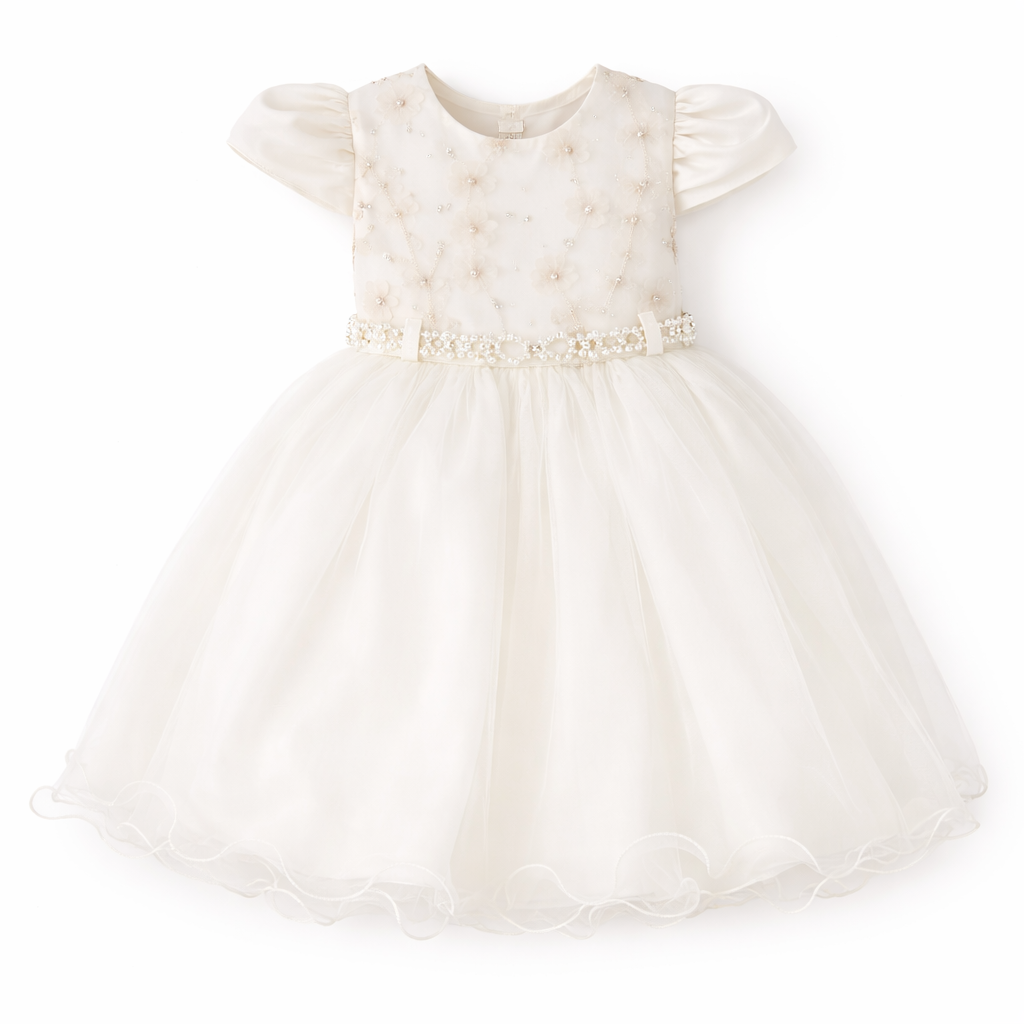 Vestido Infantil Menina Bonita Pala Flores Tule
