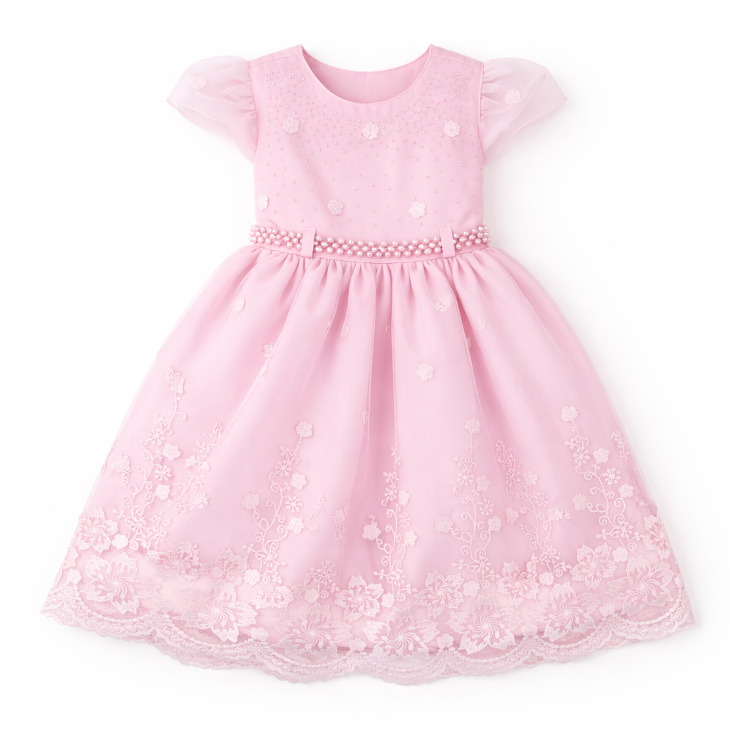 Vestido Infantil Menina Bonita Pala Aplique Strass