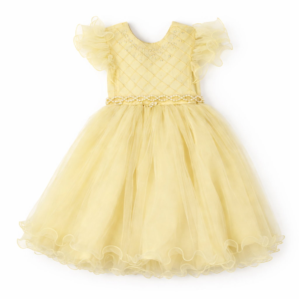 Vestido Tule Infantil Menina Bonita Pala Nervura e Bordado