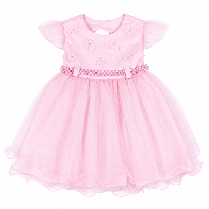 Vestido Bebê Menina Bonita Aplique com Flores
