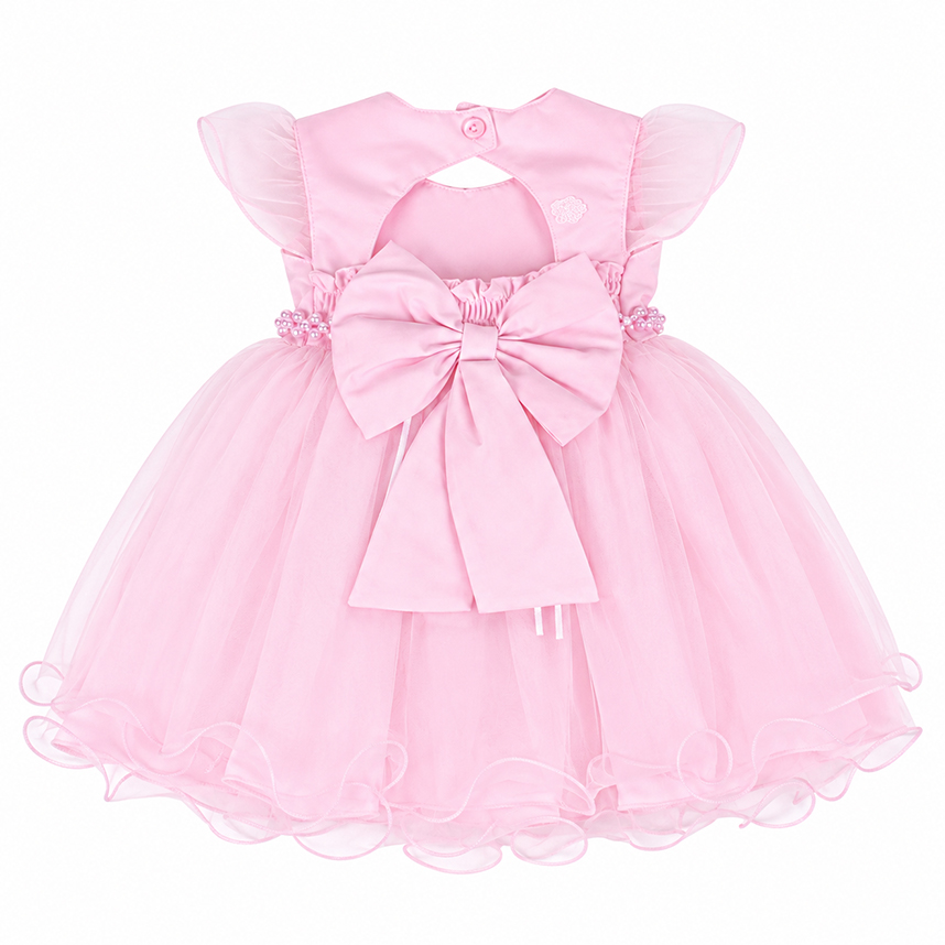 Vestido Bebê Menina Bonita Aplique com Flores