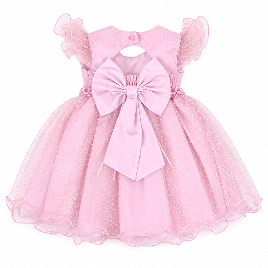 Vestido Bebê Menina Bonita Poá Aplique Borboletas