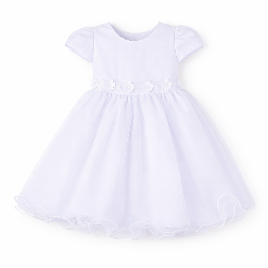 Vestido Bebê Menina Bonita Pala Franzida com Flores