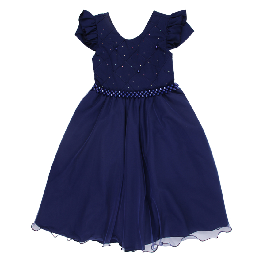 Vestido Tule Infantil D-Luxe Pala Nervura com Pérolas
