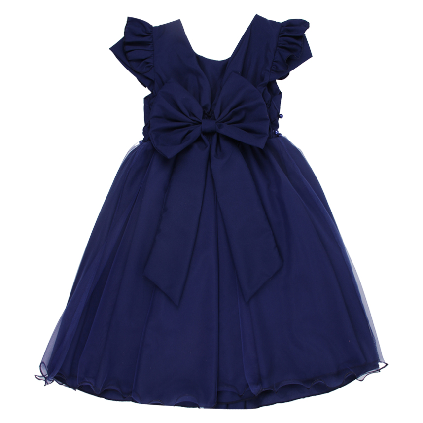 Vestido Tule Infantil D-Luxe Pala Nervura com Pérolas