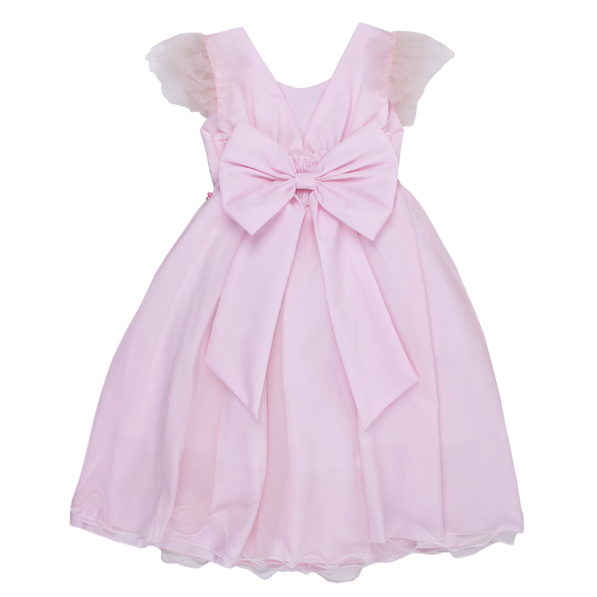 Vestido Tule Infantil D-Luxe Cavado Aplique Strass