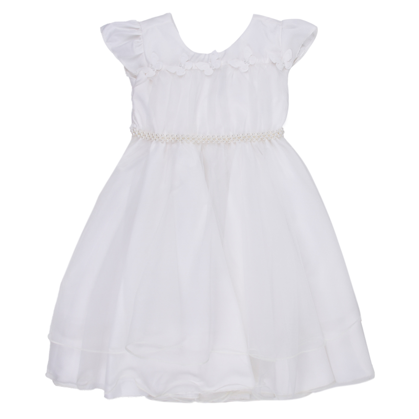 Vestido Tule Infantil D-Luxe Franzido Aplique Borboletas