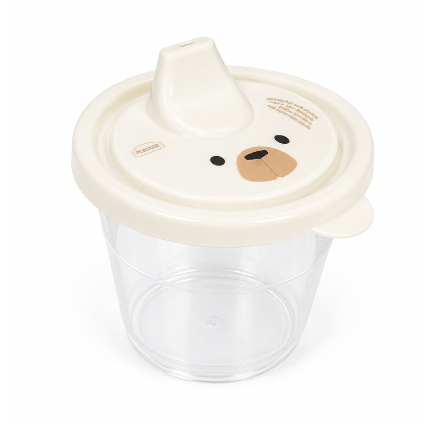 Copo Infantil Plasutil Tampa Urso Menino 200 ml Copo Infantil Plasutil Tampa Urso Menino 200 ml