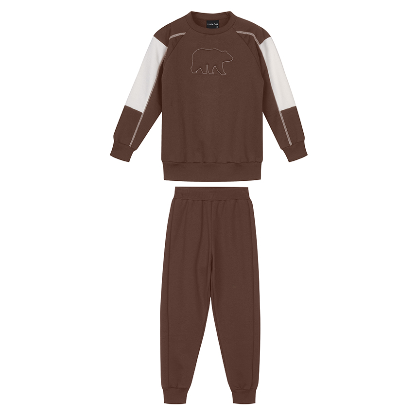Conjunto Infantil Lamon Blusão Bordado Urso e Calça