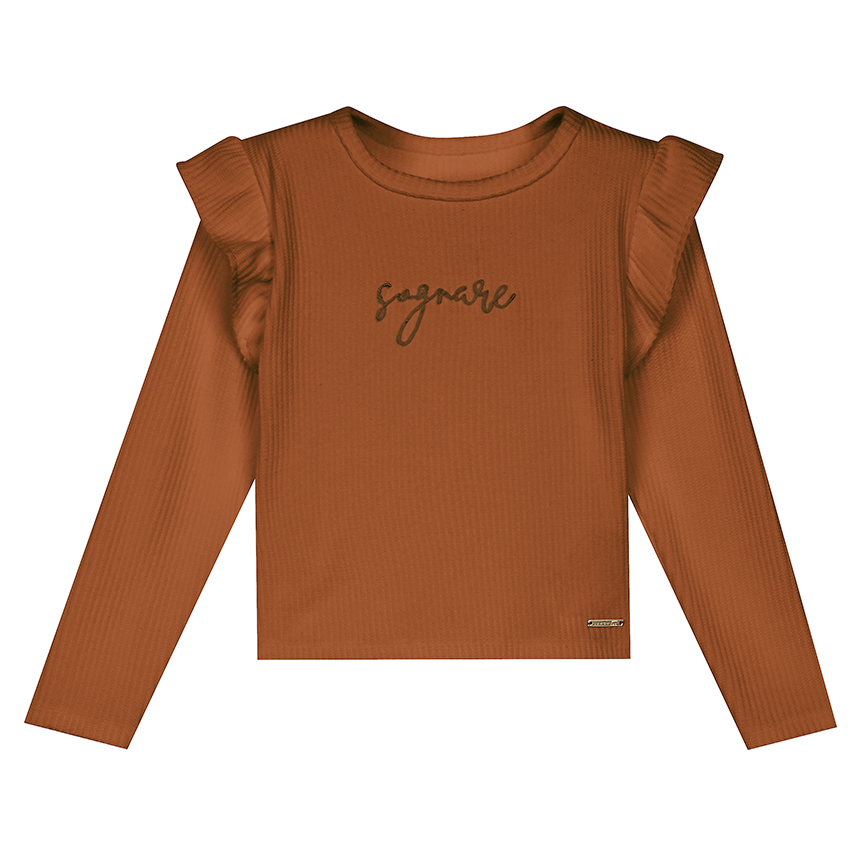 Blusa Infantil Lamon Manga Longa Bordado Sognare