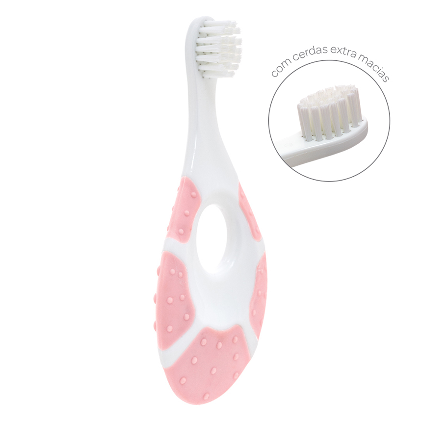 Escova Dental Bebê Buba Primeiros Dentinhos Rosa