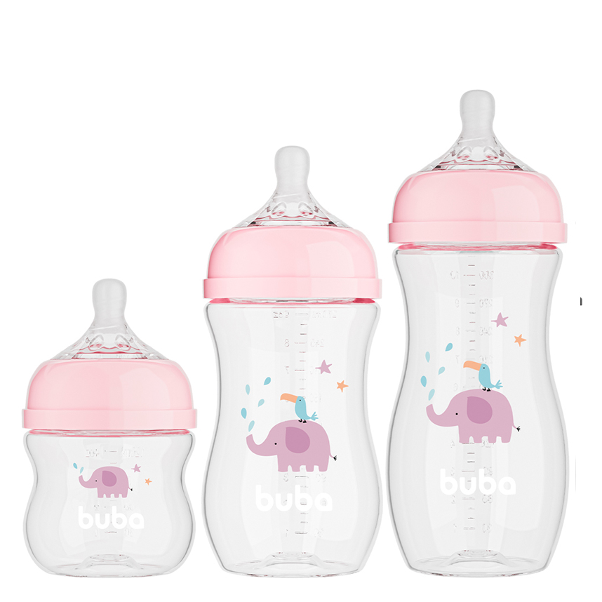 Kit Mamadeira Bebê Buba Estampa Elefante 3 Peças