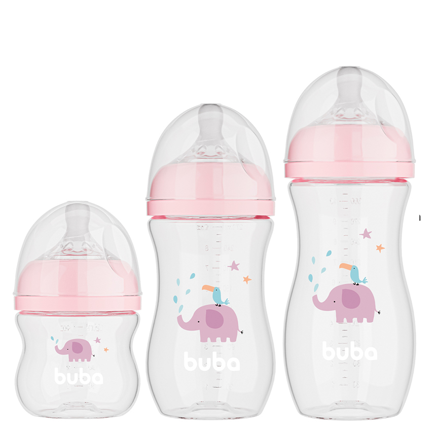 Kit Mamadeira Bebê Buba Estampa Elefante 3 Peças