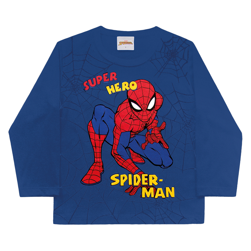 Camiseta Infantil Fakini Manga Longa Estampa Homem Aranha