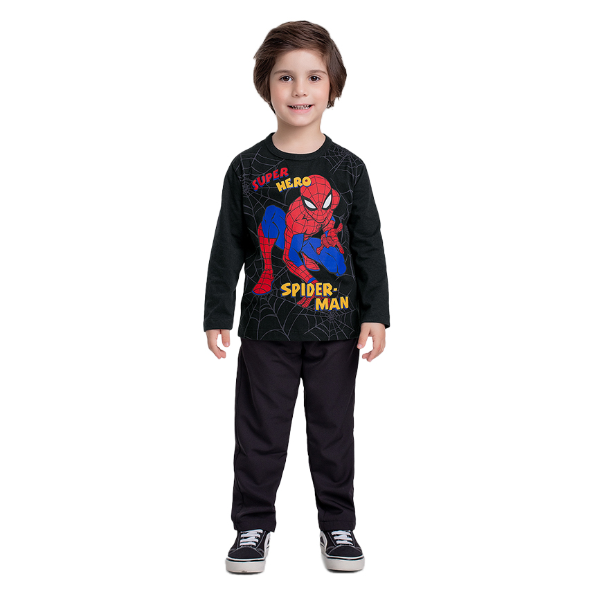 Camiseta Infantil Fakini Manga Longa Estampa Homem Aranha