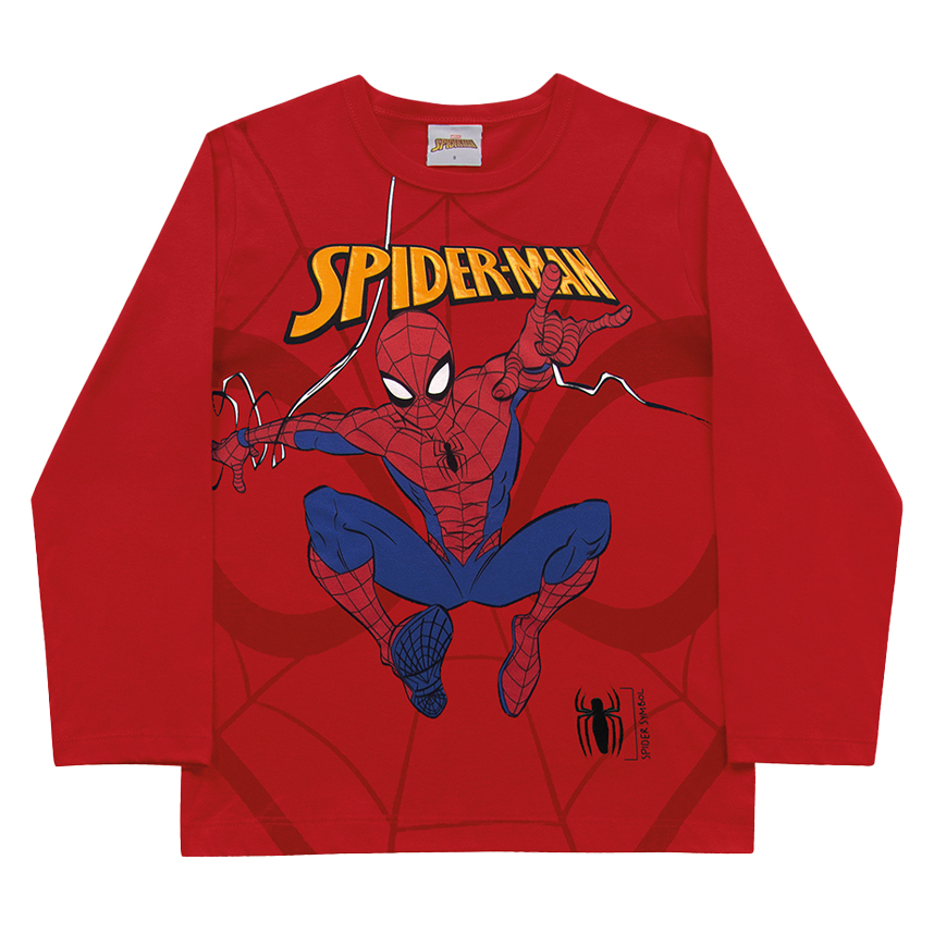 Camiseta Infantil Fakini Manga Longa Estampa Spiderman