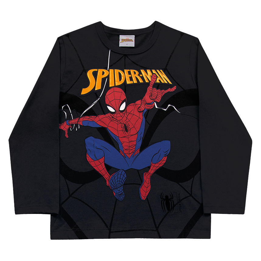 Camiseta Infantil Fakini Manga Longa Estampa Spiderman