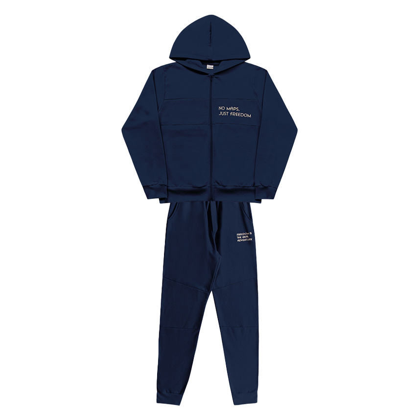 Conjunto Juvenil Fakini Jaqueta Bordada Com Capuz E Calça