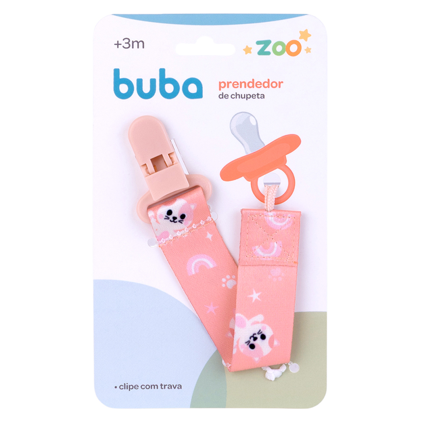 Prendedor de Chupeta Bebê Buba Zoo Gatinho