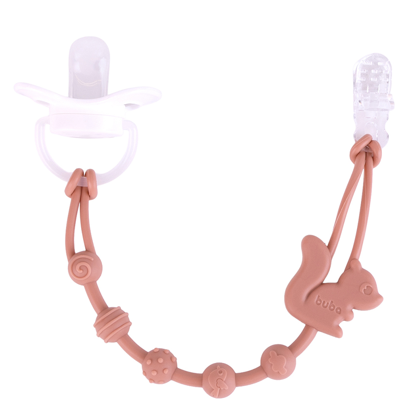 Prendedor de Chupeta Buba Silicone Cloudy Esquilo