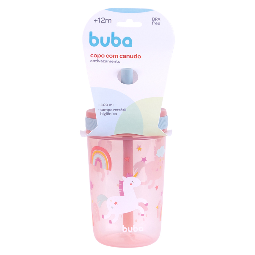 Copo Infantil Buba com Canudo Estampa Unicórnio 400 ml Copo Infantil Buba com Canudo Estampa Unicórnio 400 ml