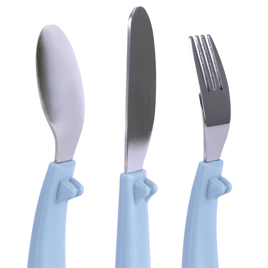 Kit Talheres Infantil Buba Zoo Azul com 3 Peças