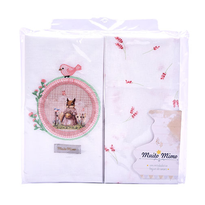 Kit Fronha Bebê Minasrey Muito Mimo Bordado Coelha 3 Peças