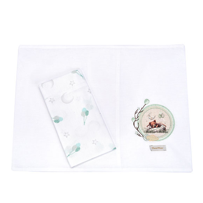 Kit Fronha Bebê Minasrey Muito Mimo Bordado Urso 3 Peças
