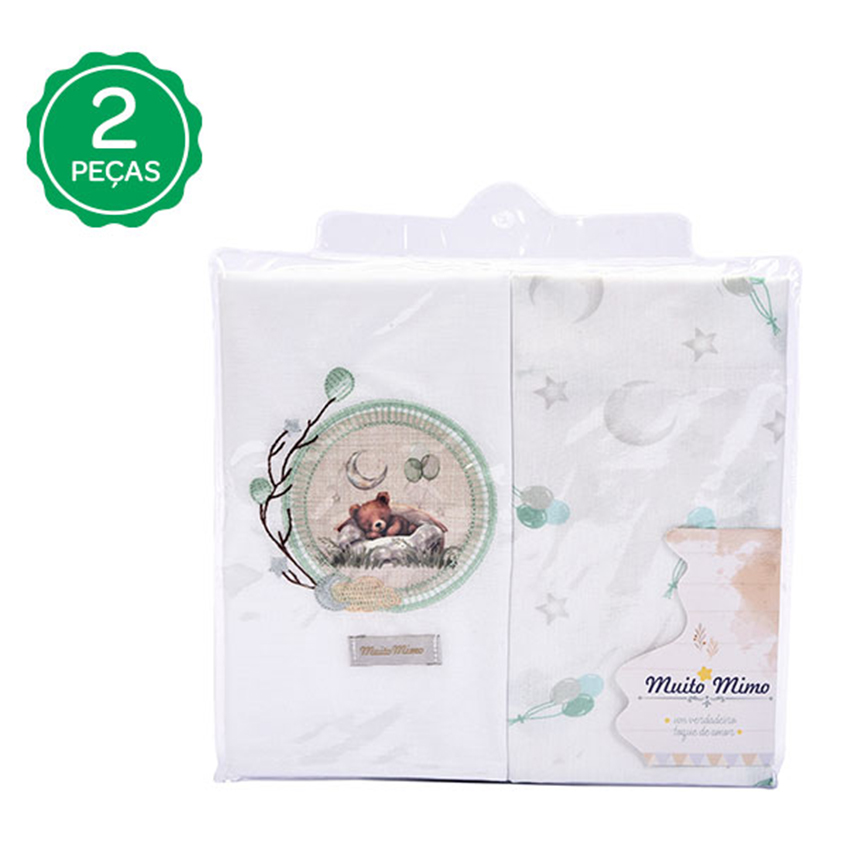 Kit Fronha Bebê Minasrey Muito Mimo Bordado Urso 3 Peças