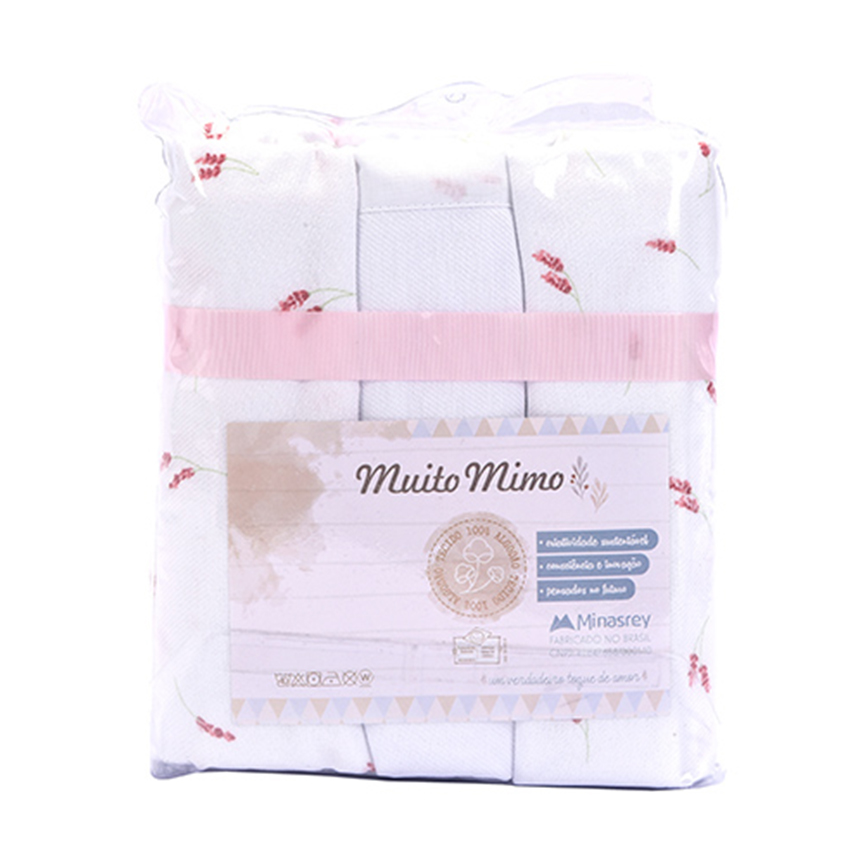 Kit Cueiro Bebê Minasrey Muito Mimo Estampa Coelha 3 Peças