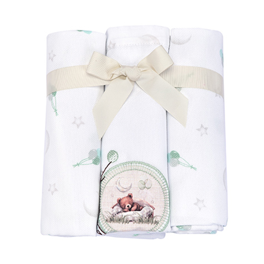 Kit Cueiro Bebê Minasrey Muito Mimo Estampa Urso 3 Peças