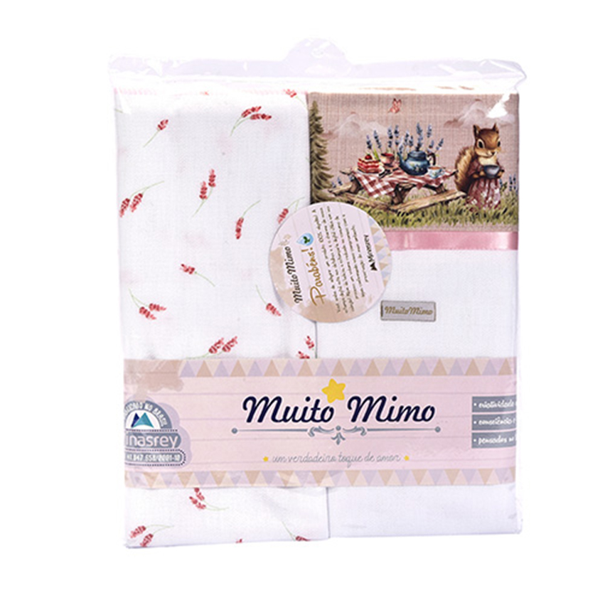 Kit Cueiro Bebê Minasrey Muito Mimo Estampa Coelha 2 Peças